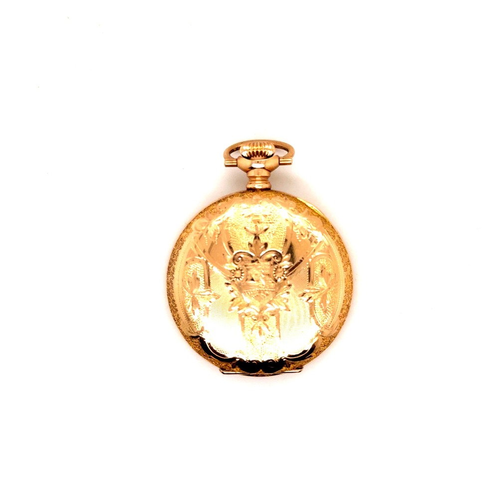 Vintage Illinois Hunter Case Pocket Watch C.W.C. Co Gold Tone Engraved 1674650